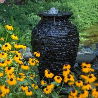 STACKED SLATE URN