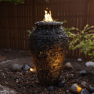 FIRE AND WATER STACKED SLATE URN - 55” H (140 CM)