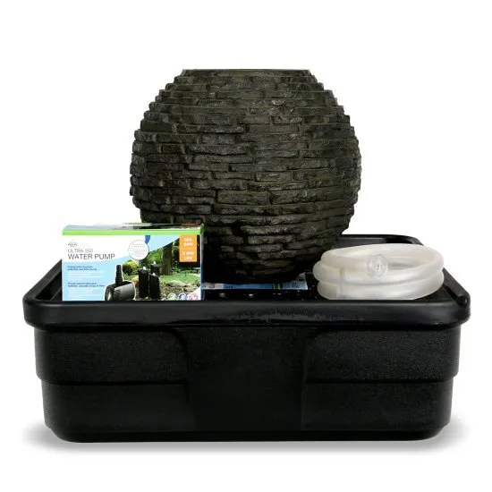 STACKED SLATE SPHERE FOUNTAIN KIT - 18" DIA (46 CM)