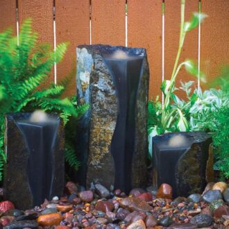 Double-Textured Basalt Columns Set of 3