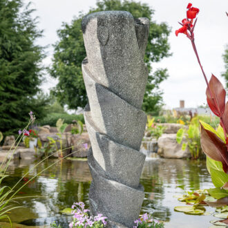 Stone Spiraling Column Fountain - 40"